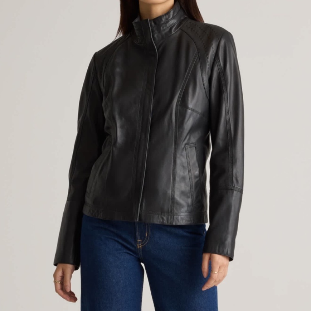 Quince Leather Stand-Collar Jacket XL - Picture 2 of 9